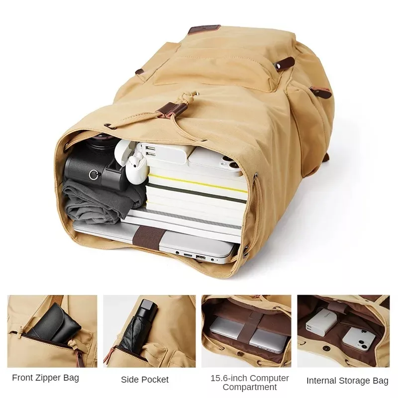Large Capacity Vintage Canvas Backpack - Image 4