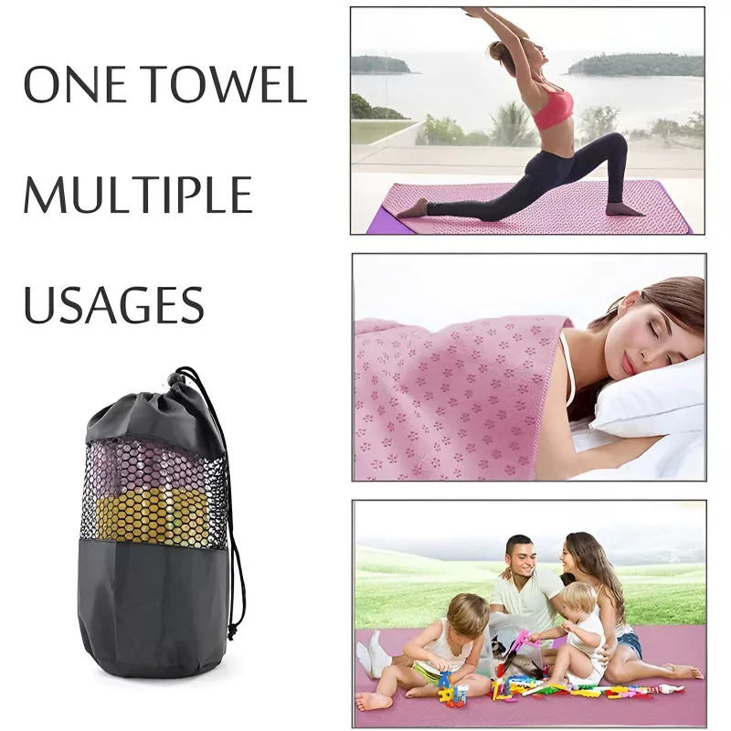 Non-Slip Portable Yoga Towel Mat for Fitness & Travel - Image 2