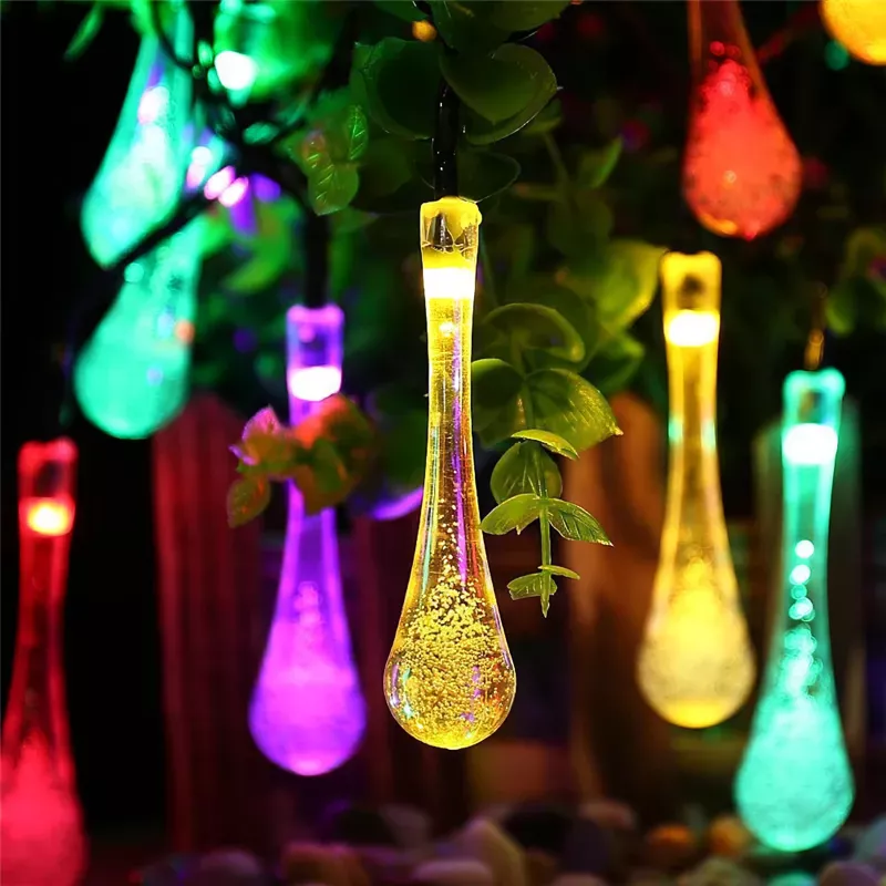 LED Solar-Powered Water Drop String Lights - Image 5