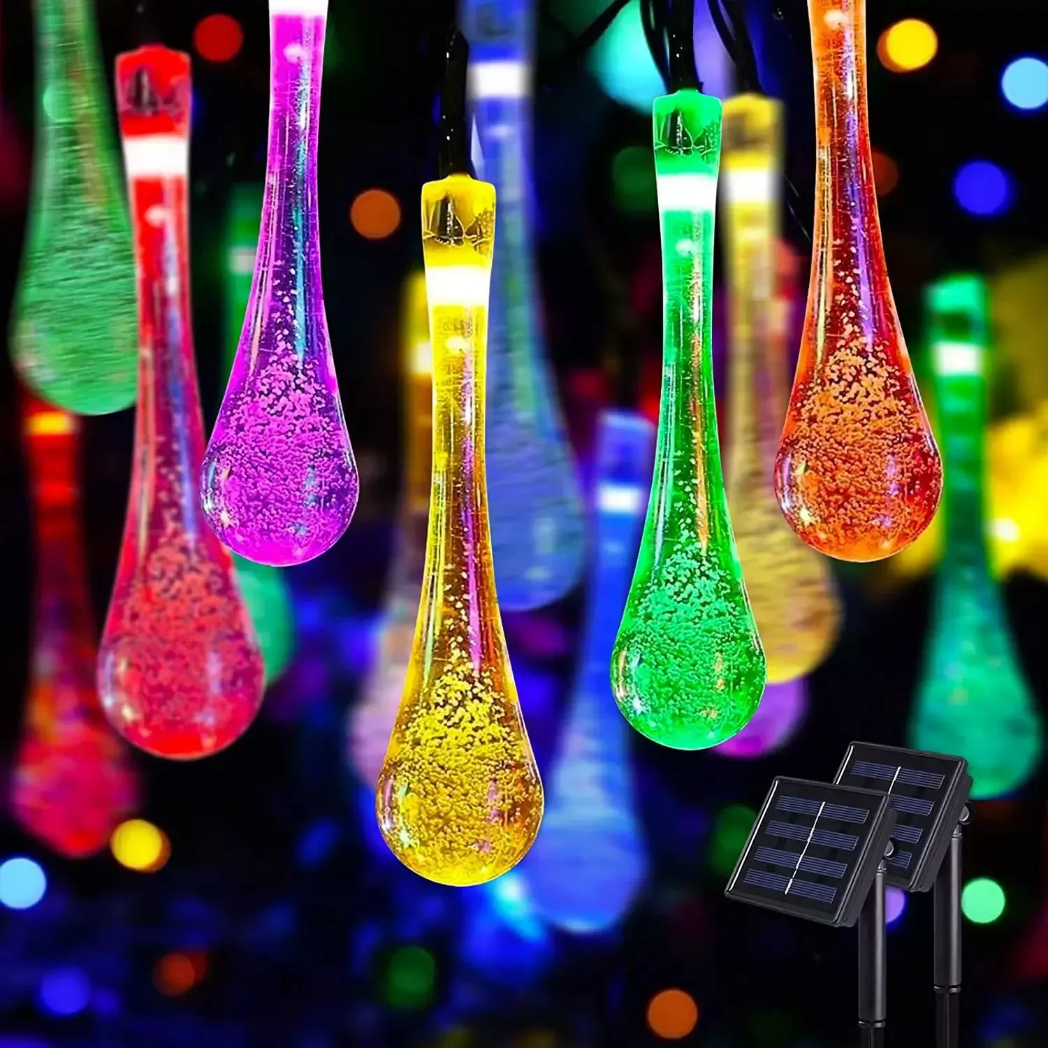 LED Solar-Powered Water Drop String Lights - Image 6