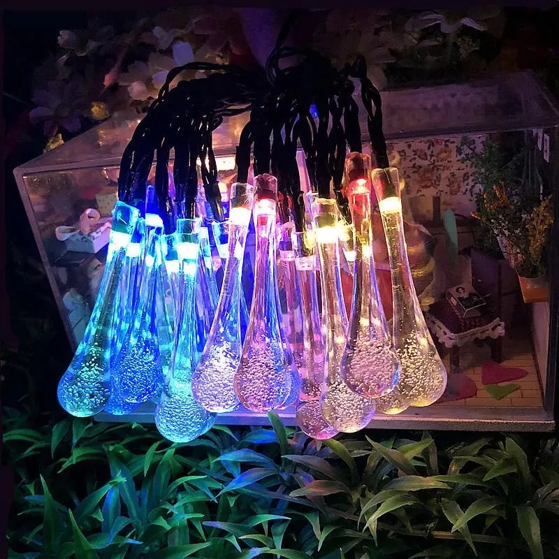 LED Solar-Powered Water Drop String Lights - Image 2