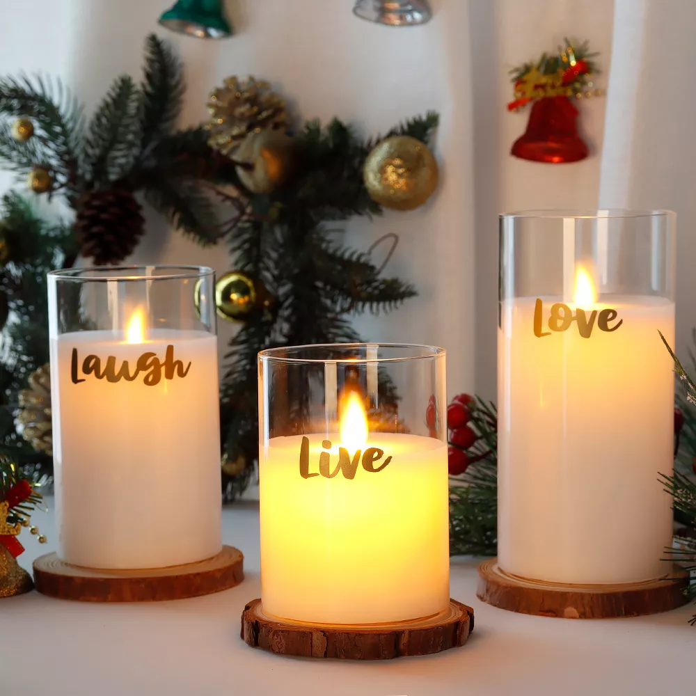 3-Piece Flickering Flameless LED Glass Candle Set - Image 5