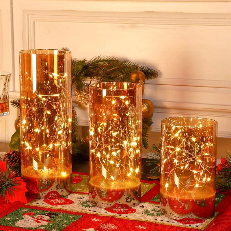 3-Piece LED Glass Flameless Candle Set with Remote Control - Image 3
