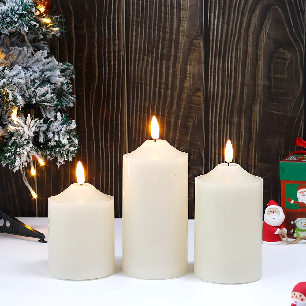 3-Piece Flameless LED Wax Candle Set with Flickering Light and Timer - Image 5