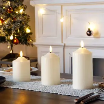 3-Piece Flameless LED Wax Candle Set with Flickering Light and Timer