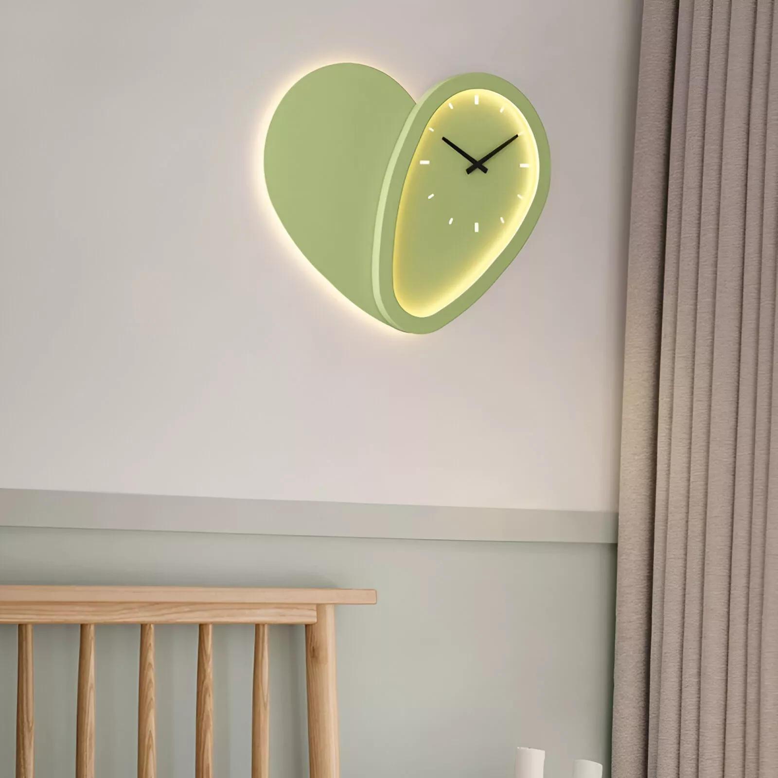 Love-Shaped Wall Lamp with Clock - Image 5