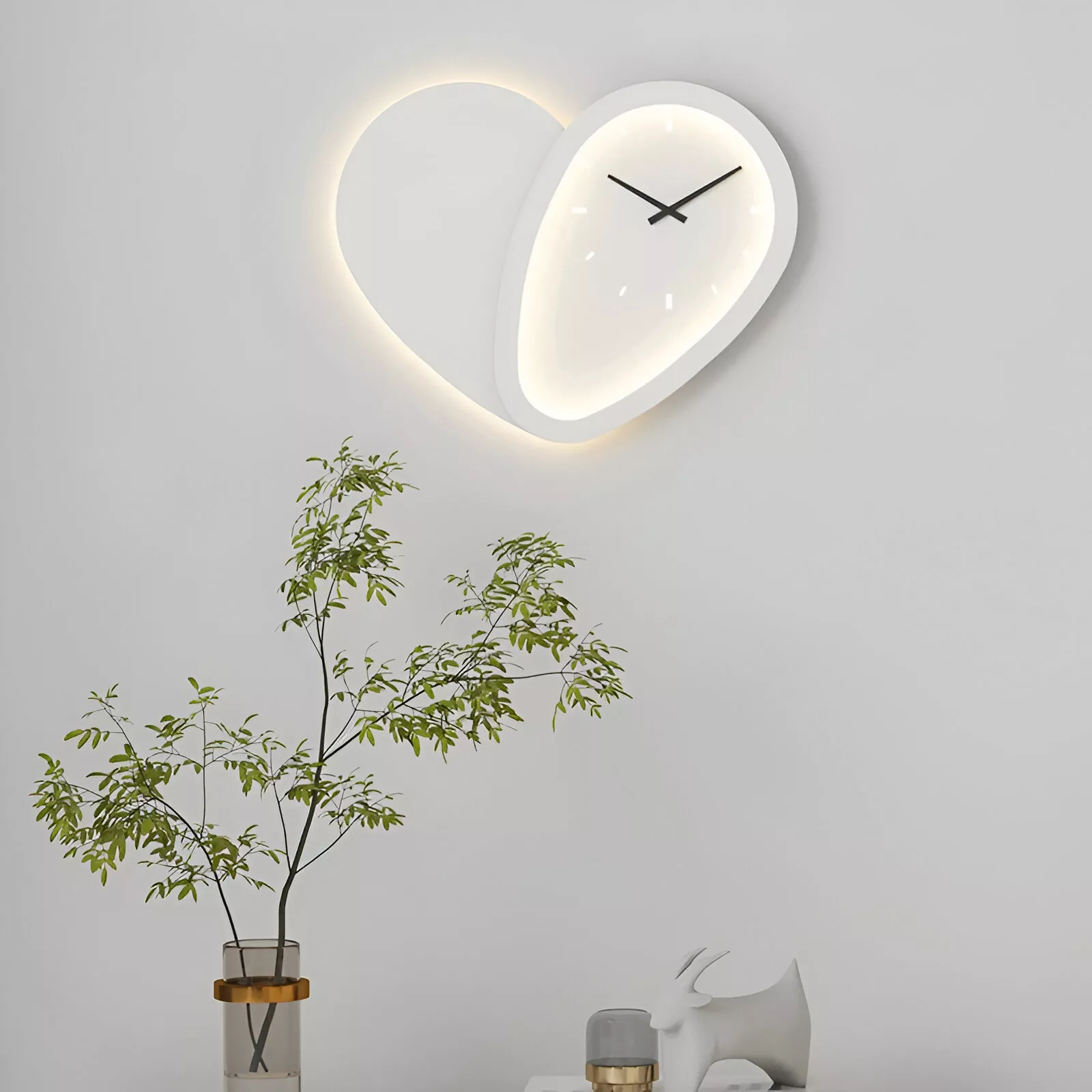 Love-Shaped Wall Lamp with Clock - Image 2