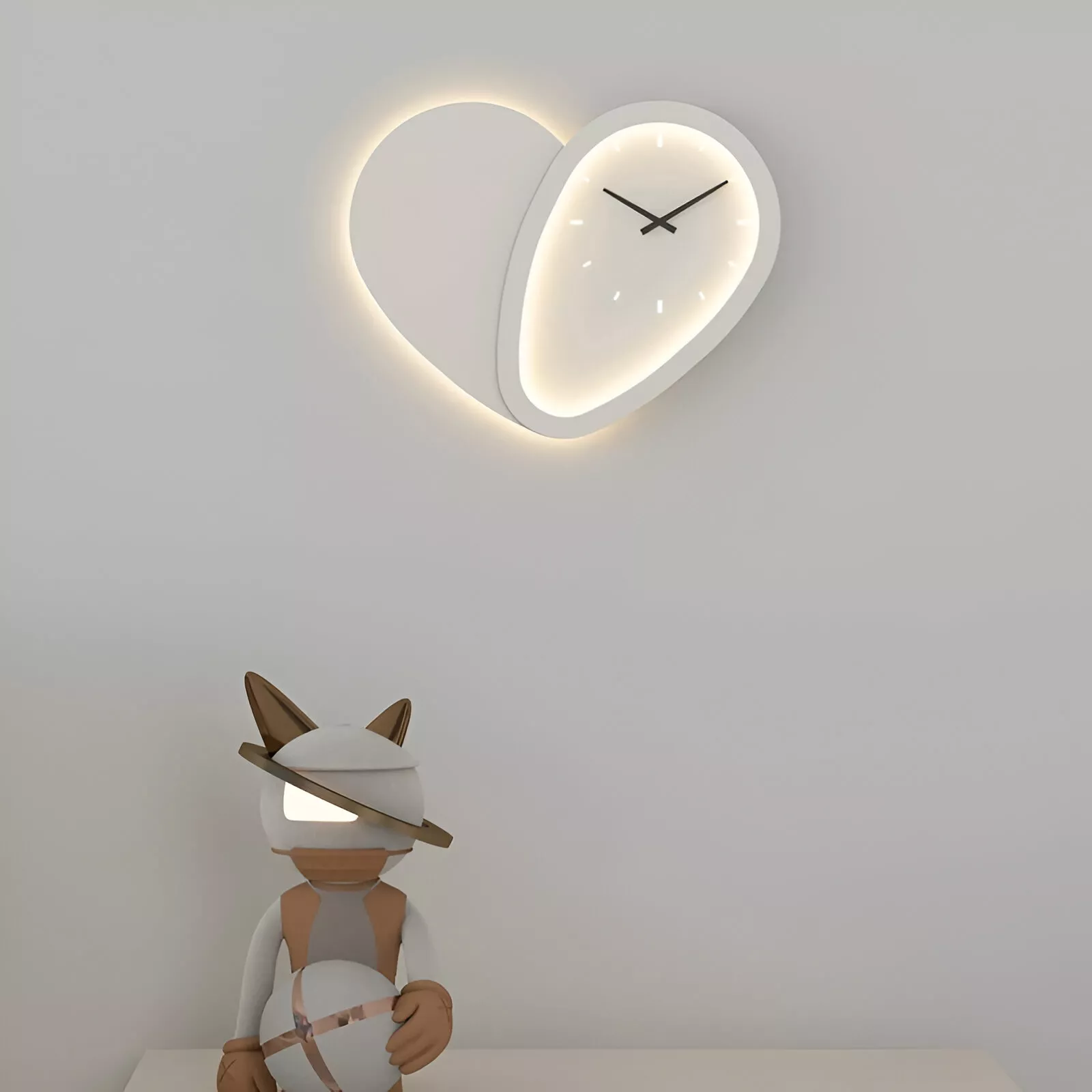 Love-Shaped Wall Lamp with Clock - Image 3