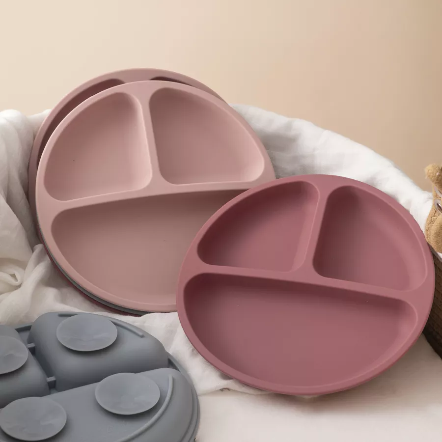 Baby Silicone Feeding Plate with Suction and Compartments - Image 2