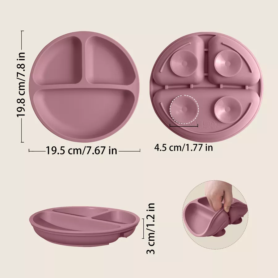 Baby Silicone Feeding Plate with Suction and Compartments - Image 6