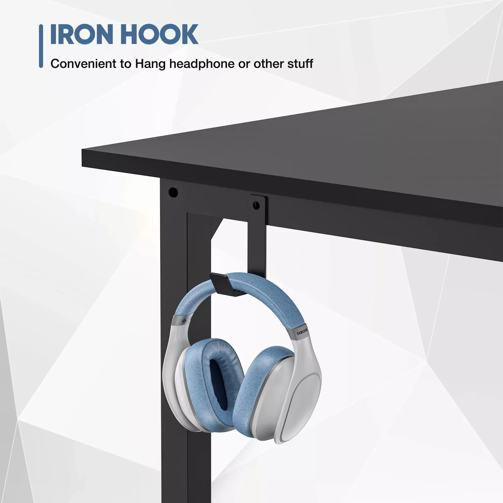 Modern Computer Desk with Storage Bag & Headphone Hook - Image 7