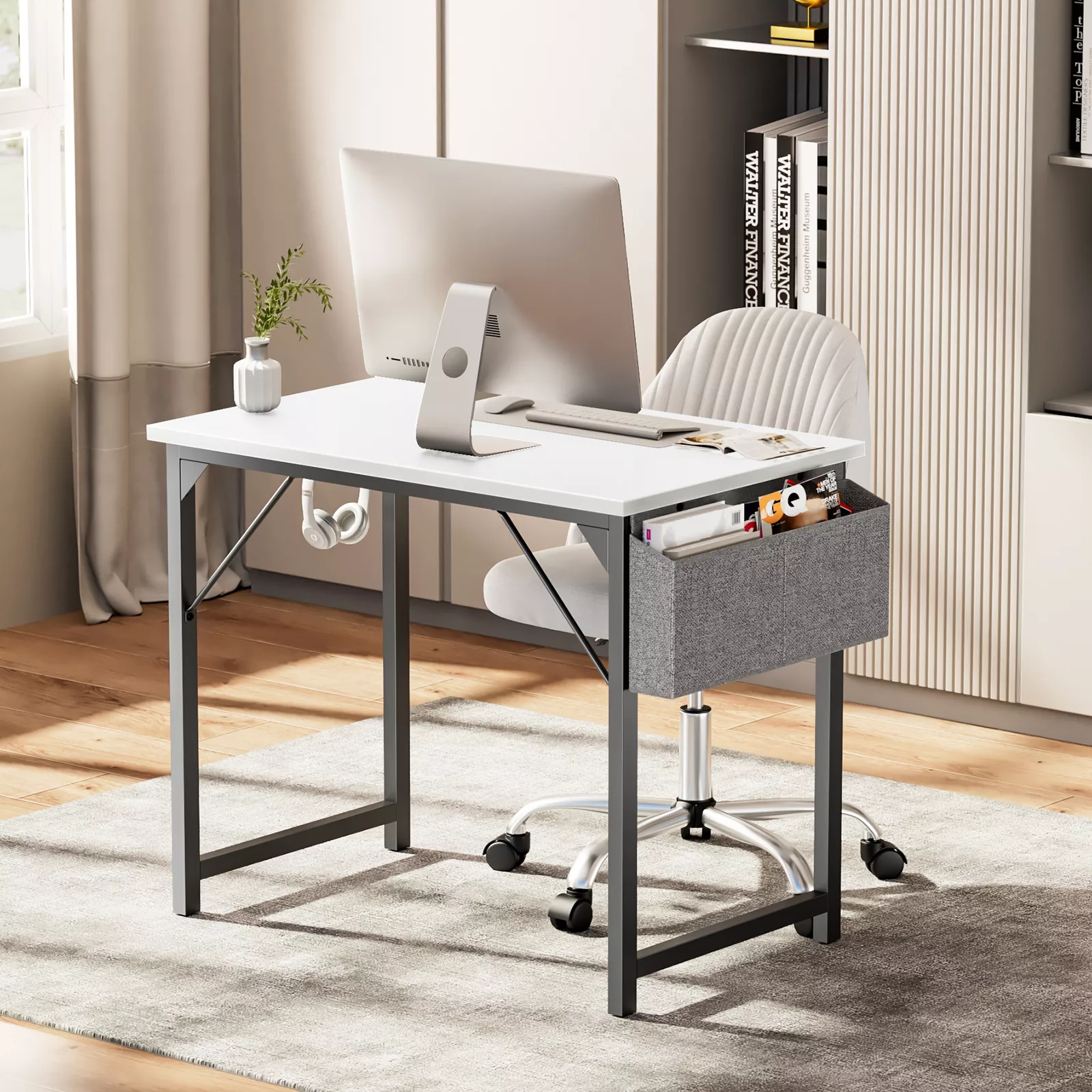 Modern Computer Desk with Storage Bag & Headphone Hook - Image 4