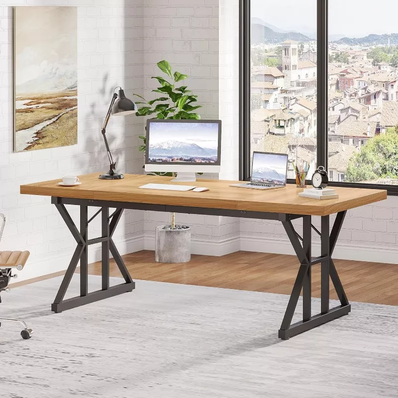 70.8-Inch Modern Executive Desk - Image 5
