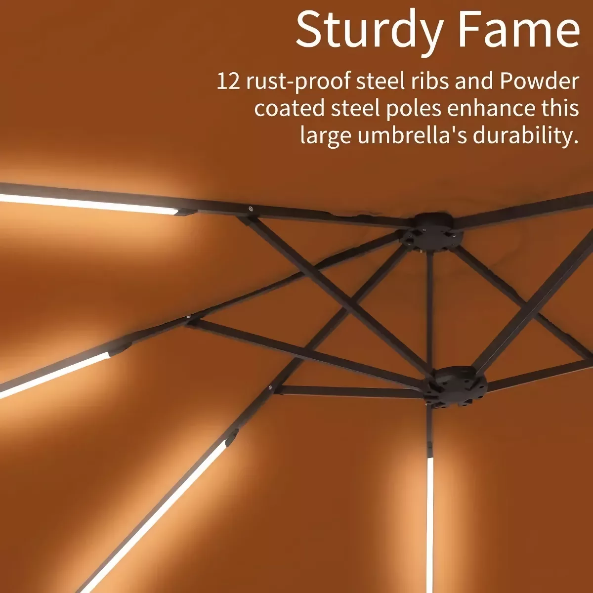 15 FT Double-Sided Patio Umbrella with Solar LED Lights and Base - Image 5