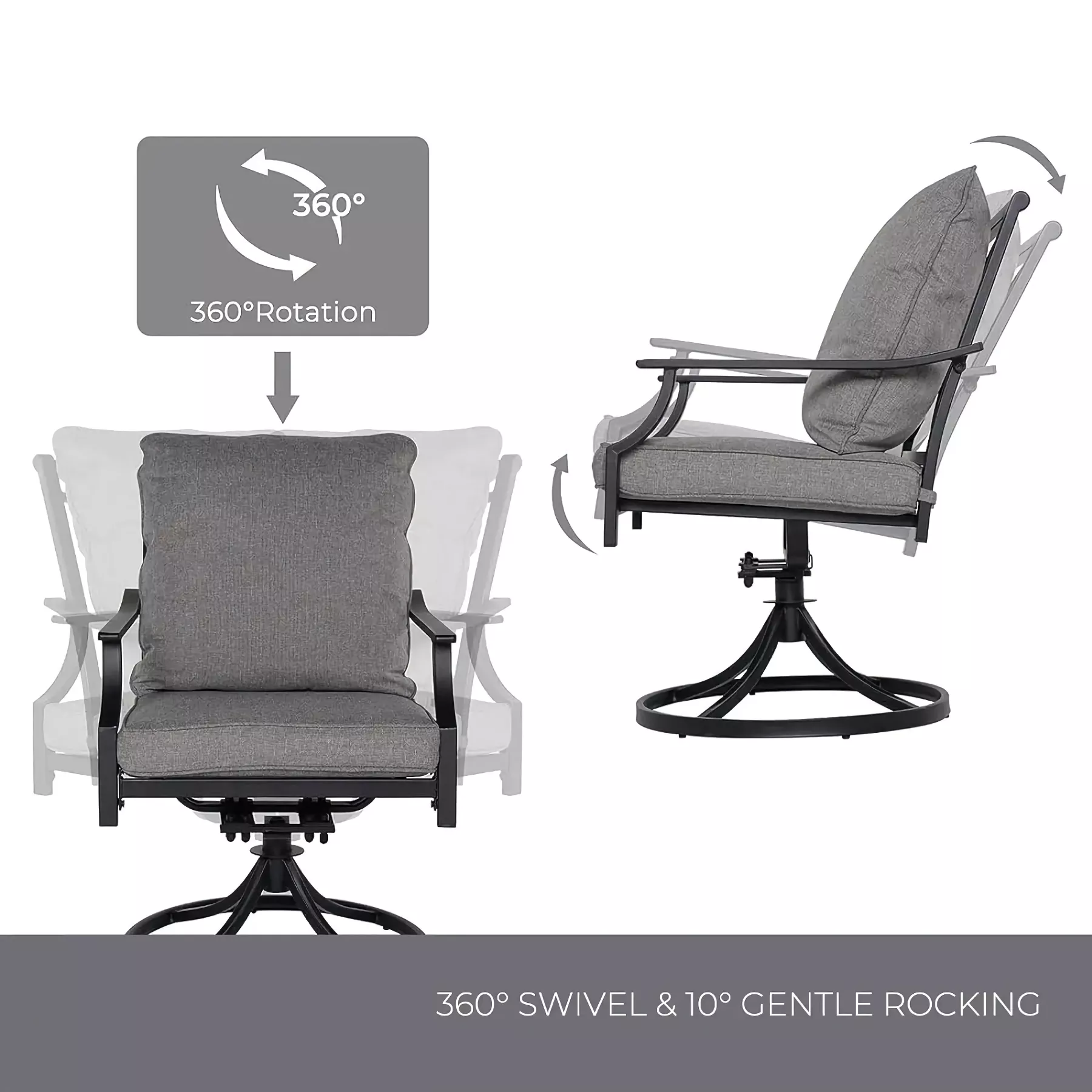 7-Piece Outdoor Dining Set with Swivel Chairs and Faux Woodgrain Table - Image 5